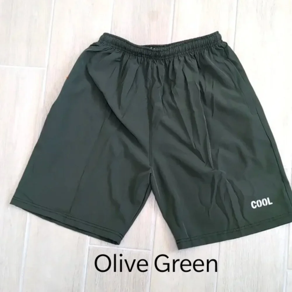 Athletic drawstring shorts with zipper pockets in OLIVE GREEN color youth sizes